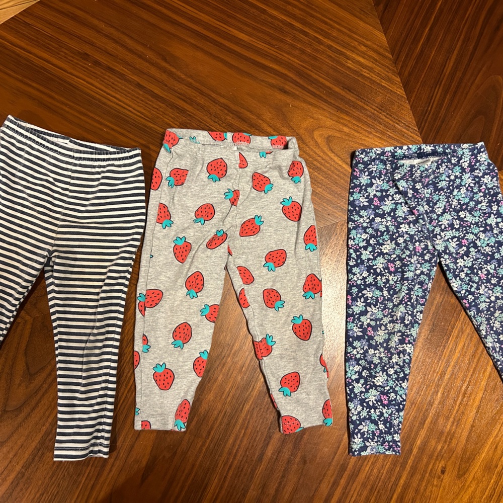 Kids Patterned Leggings Set - Striped, Strawberry, Floral